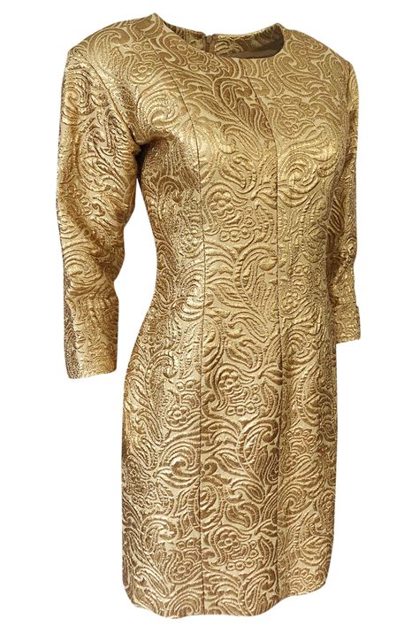 ysl 1991 dress|Fall 1991 Yves Saint Laurent Documented Gold Brocade Shift Dress.